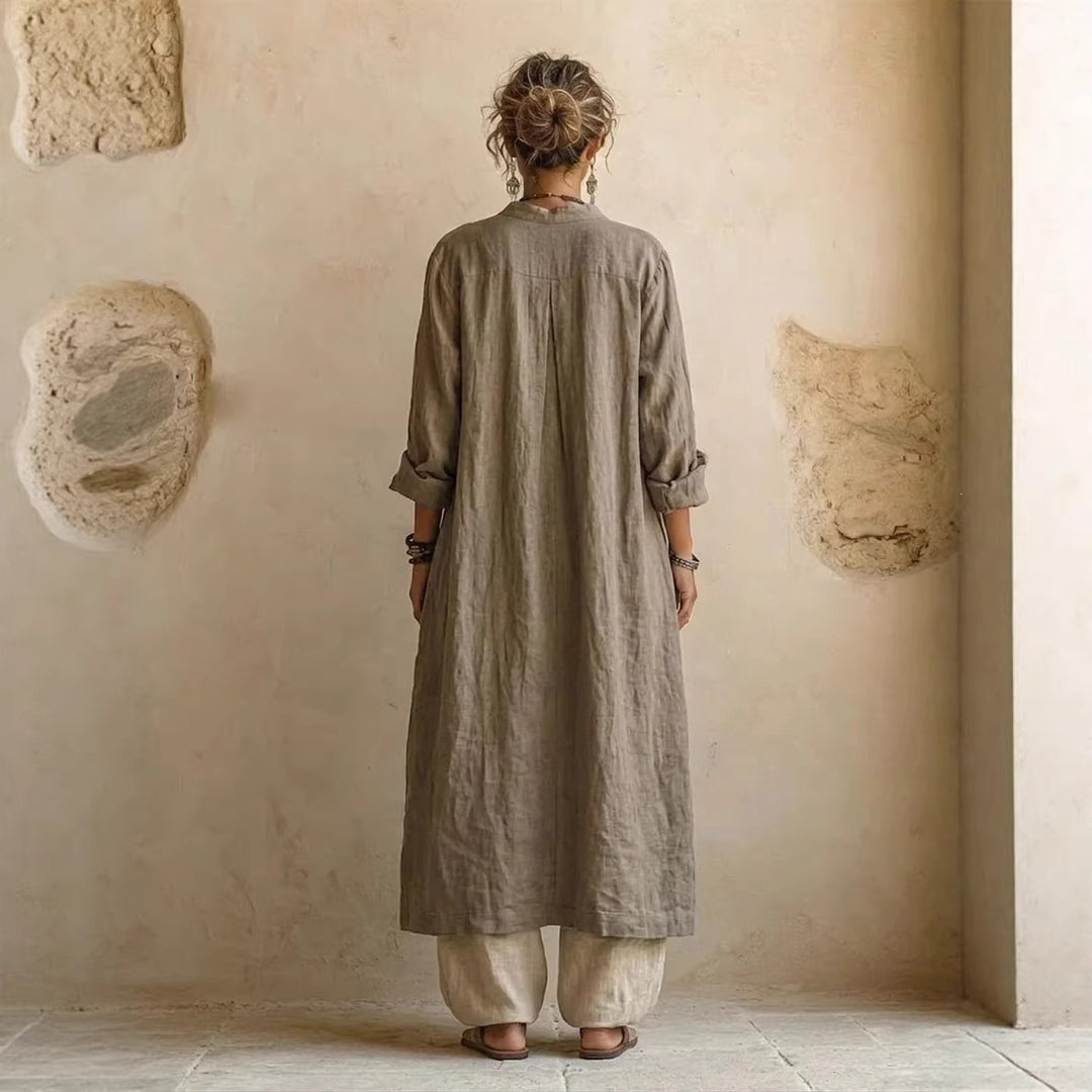 Damen Lässige Leinenhose mit hohem Bund Drune