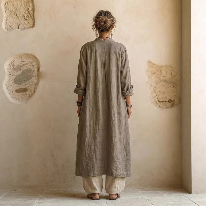 Damen Lässige Leinenhose mit hohem Bund Drune