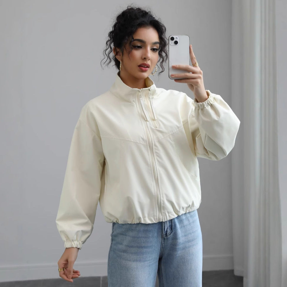 Damen Lässige Oversize-Blousonjacke mit Ballonärmeln Drune