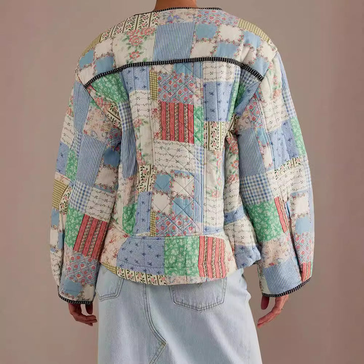 Damen Gestepptes Patchwork-Bomberjacke Drune