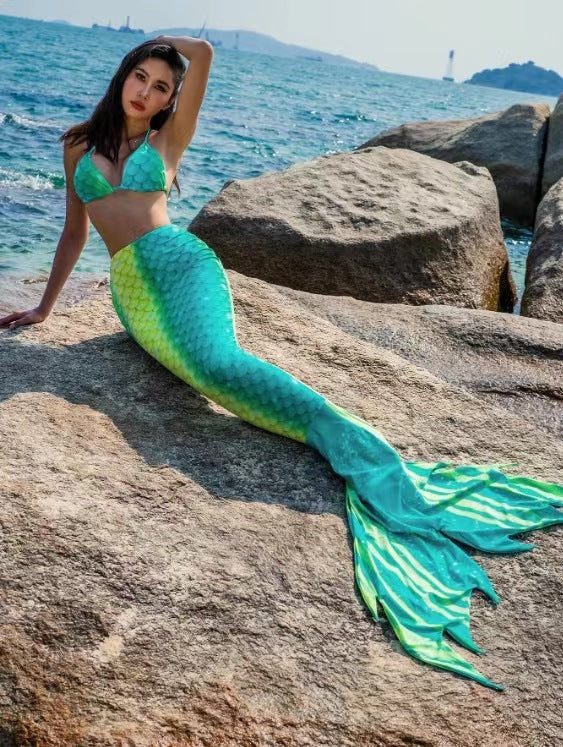 Damen Meerjungfrauen-Bikini mit schimmerndem Schwanzfisch-Muster Drune