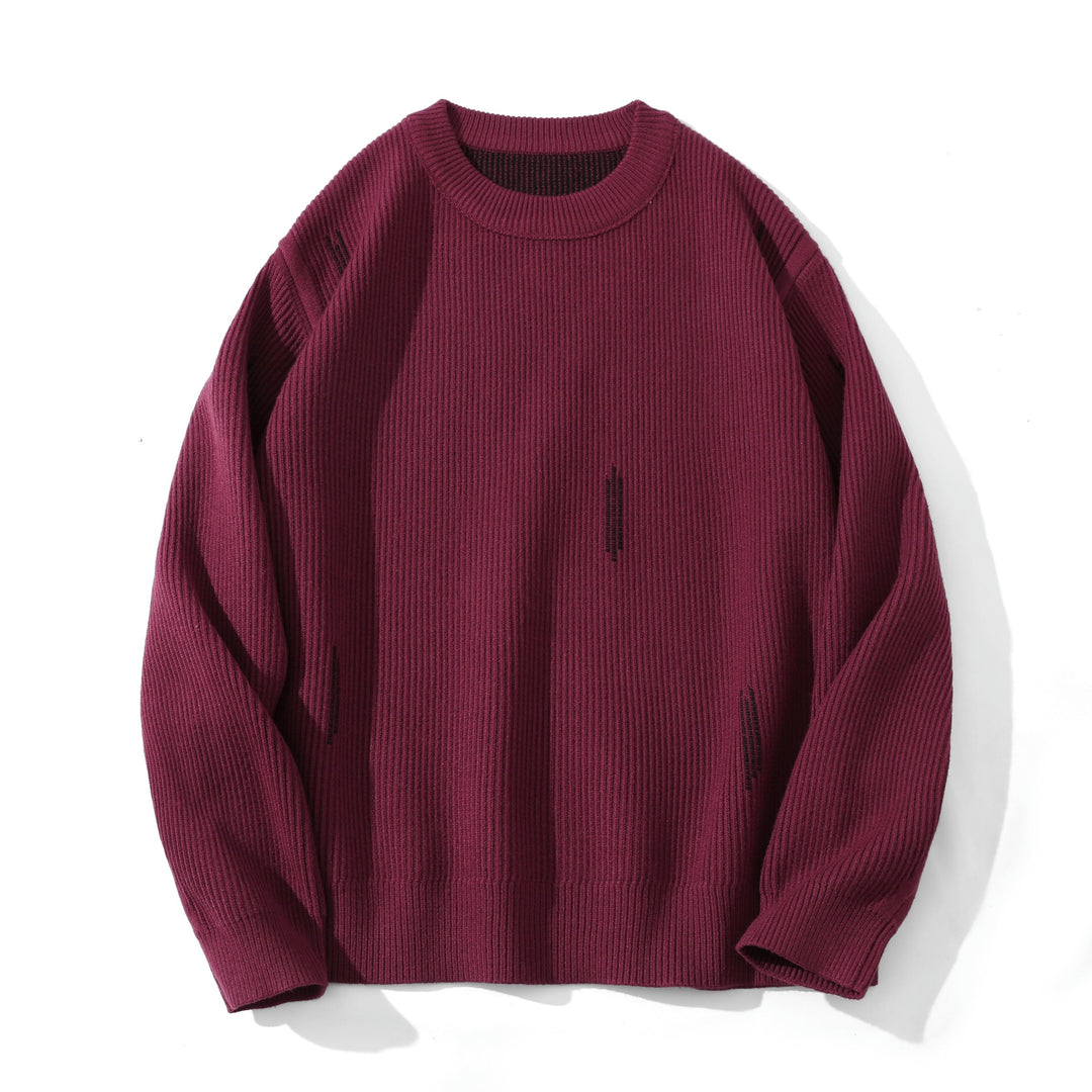 Damen Komfortabler Rippstrick-Pullover in Oversize-Silhouette mit Rundhals und dezentem Destroyed-Look Drune