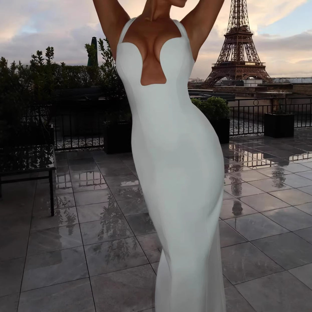 Damen Maxikleid mit tiefem Ausschnitt und Taschen Drune