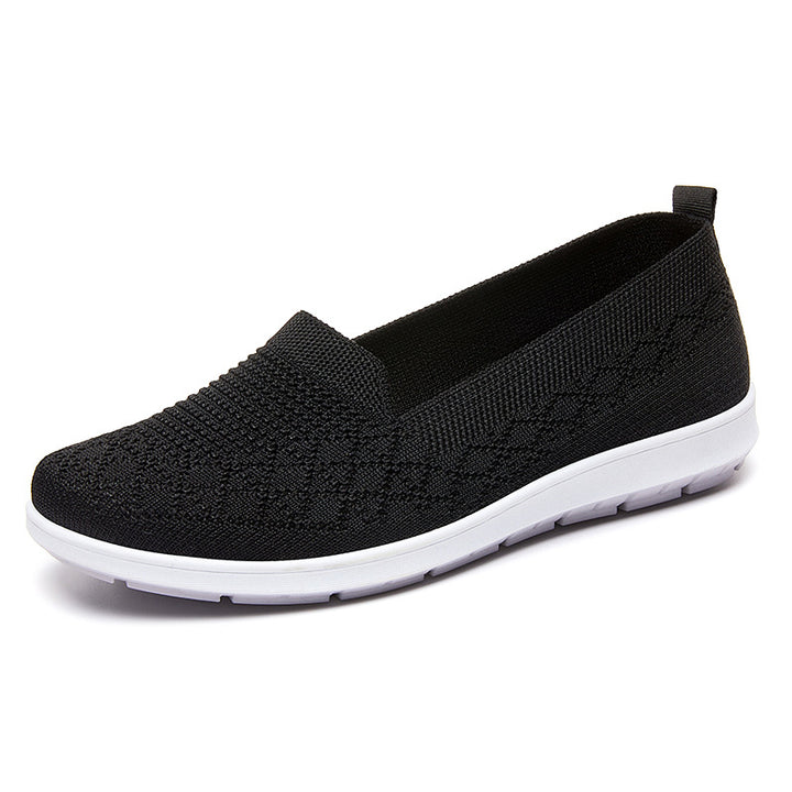 Damen nan nahtloser Strick-Slipper mit elastischem Einstieg und dämpfender EVA-Laufsohle Drune