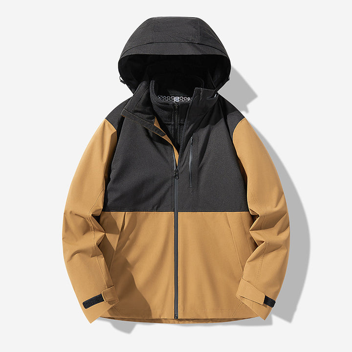 Herren Wasserdichte technische Softshell-Hybridjacke mit integriertem Fleecefutter und verstellbarer Kapuze Drune