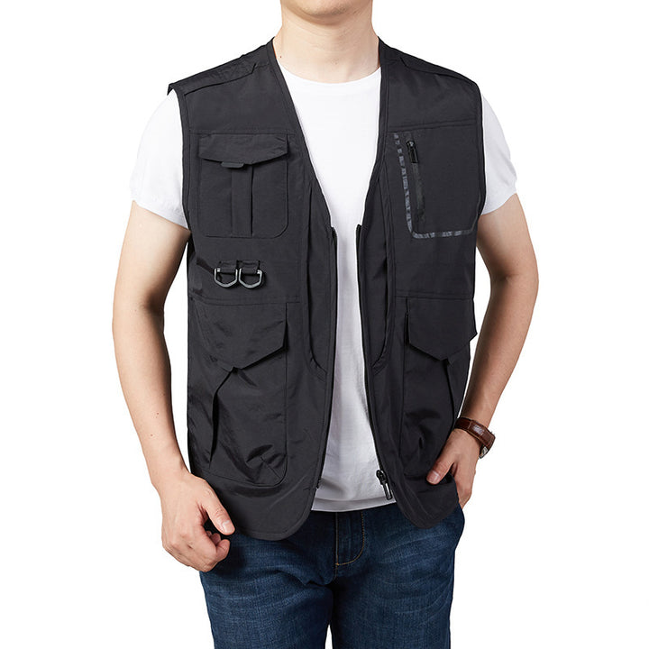 Herren Fotografie- und Outdoor-Utility-Weste mit multifunktionalen Taschen und D-Ring-Befestigungen Drune