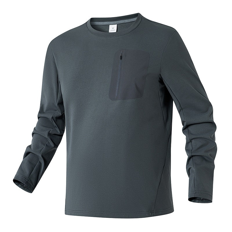 Unisex Oversize Langarm‑Sweatshirt mit Brustreißverschlusstasche und Rundhalsausschnitt Drune