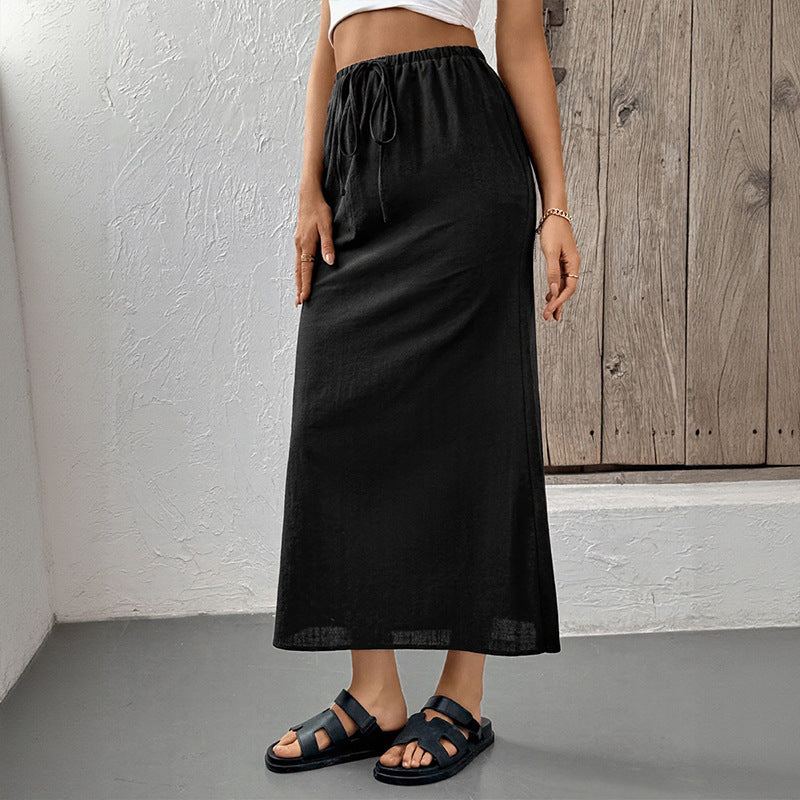Damen Eleganter Maxirock mit verstellbarem Taillenzug Drune