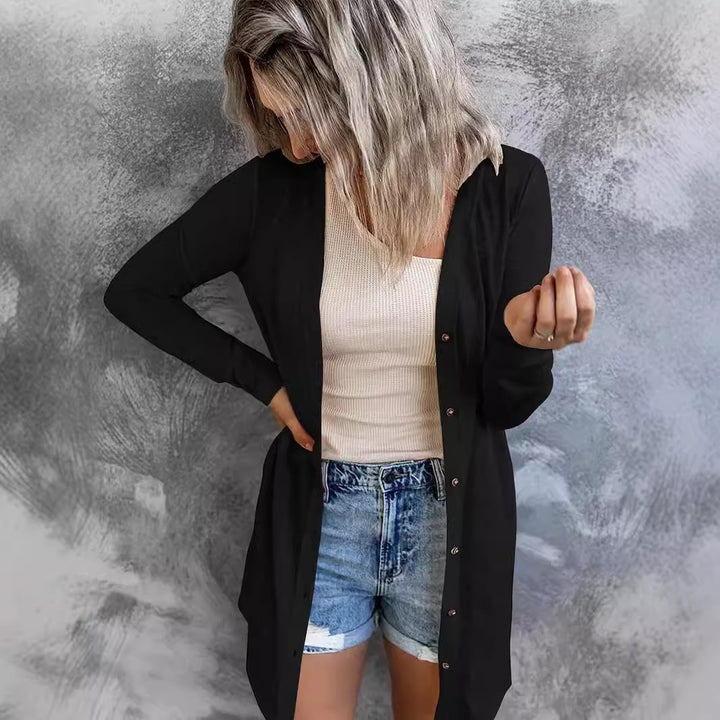 Damen Langer Strickcardigan mit Taschen Drune
