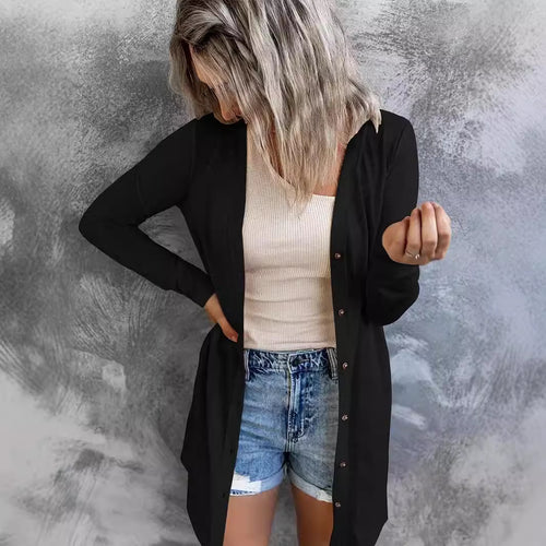 Damen Langer Strickcardigan mit Taschen Drune
