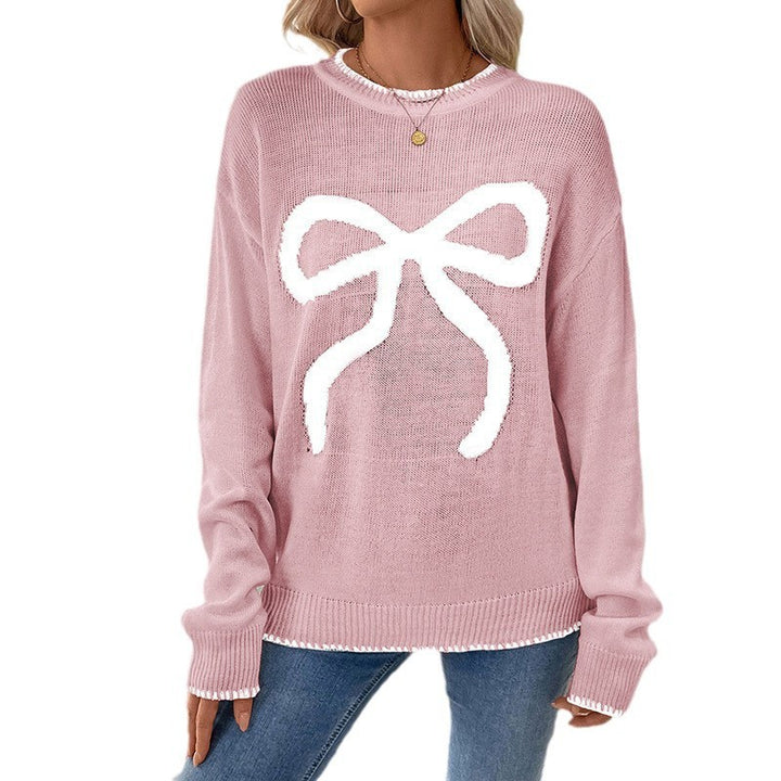 Damen Weihnachtlicher Strickpullover mit Schleifenmotiv Drune