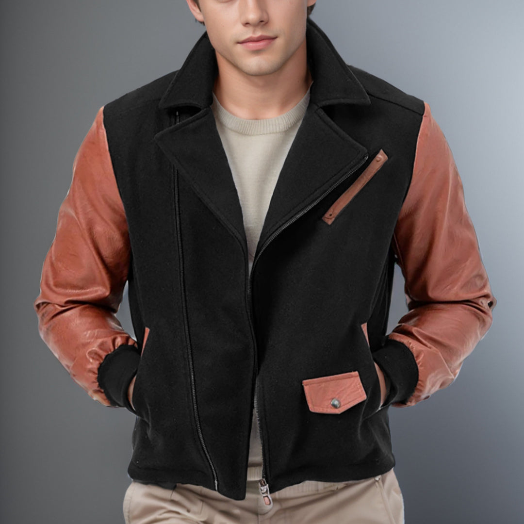 Herren modische Übergangsjacke mit kontrastierenden Ärmeln und praktischen Taschen Drune