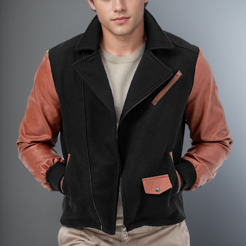 Herren modische Übergangsjacke mit kontrastierenden Ärmeln und praktischen Taschen Drune