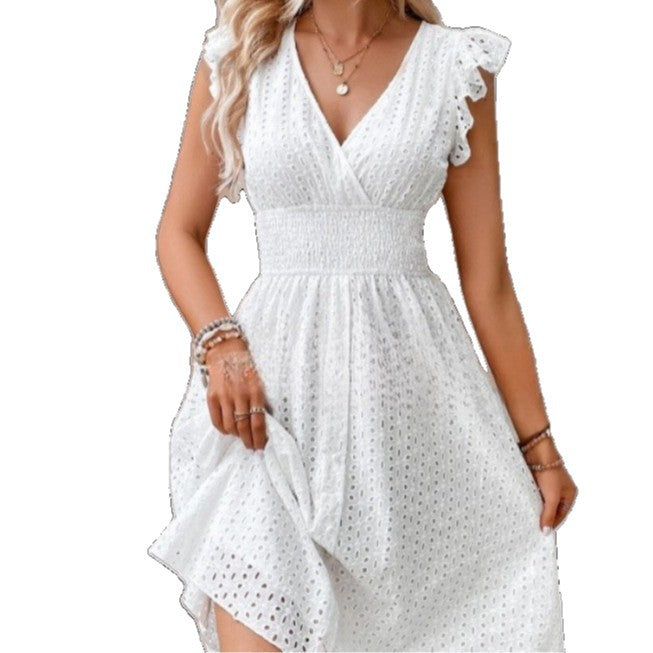 Damen A-Linien Kleid mit Spitzenmuster Drune