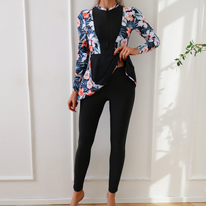 Damen Modischer Badeset mit langer Tunika und Leggings Drune