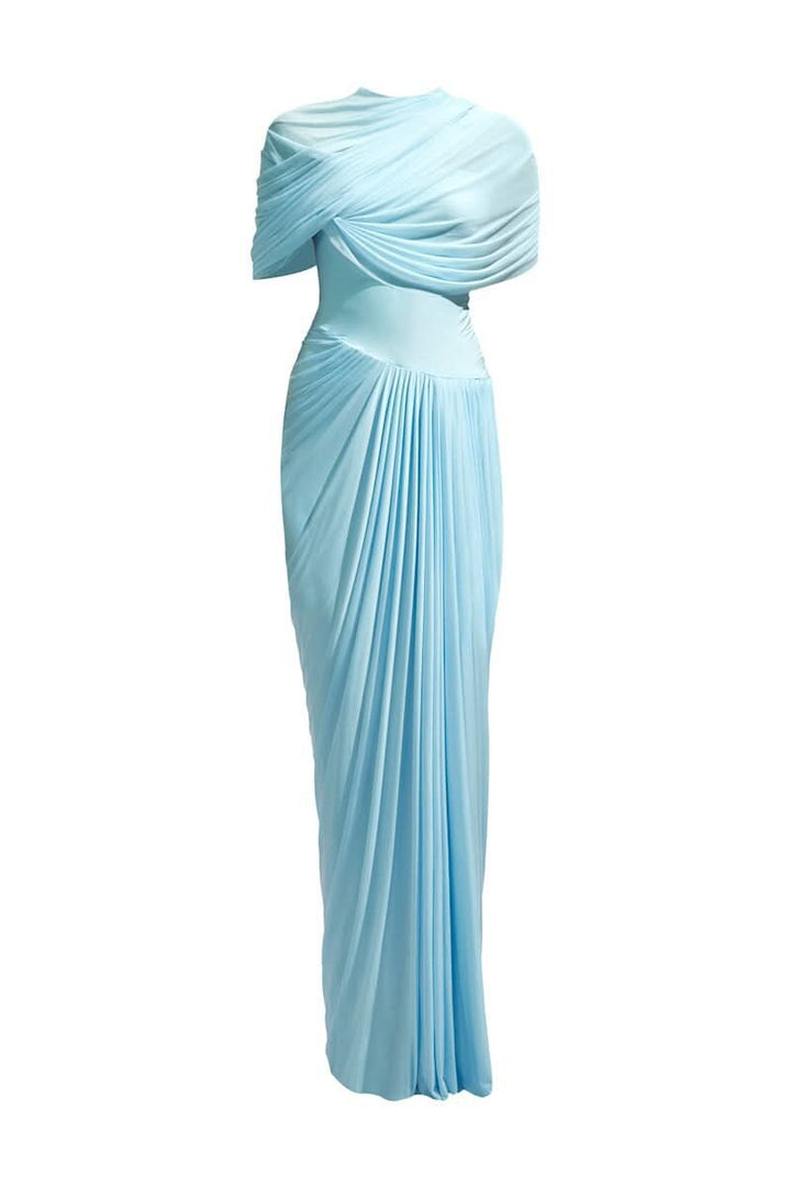Damen Maxikleid mit eleganter Drapierung und asymmetrischen Cut-Outs Drune