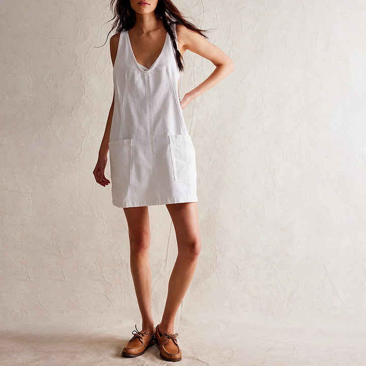 Drune | Denim Träger Pocket Verstellbares Mini Kleid