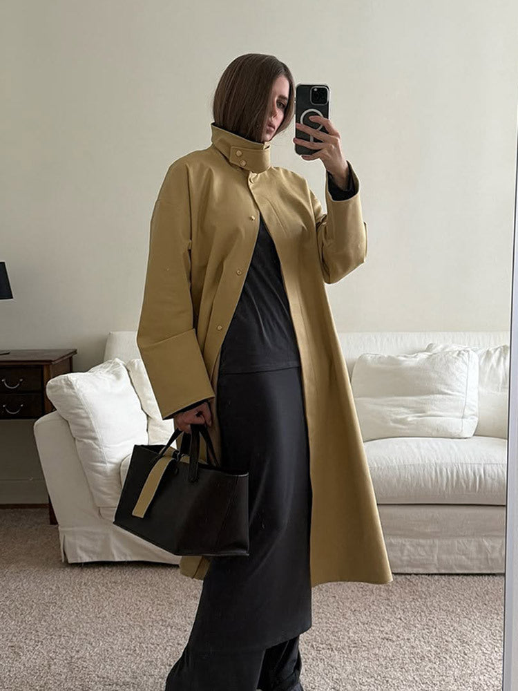 Damen Oversized Trenchcoat mit praktischem Knopfverschluss Drune
