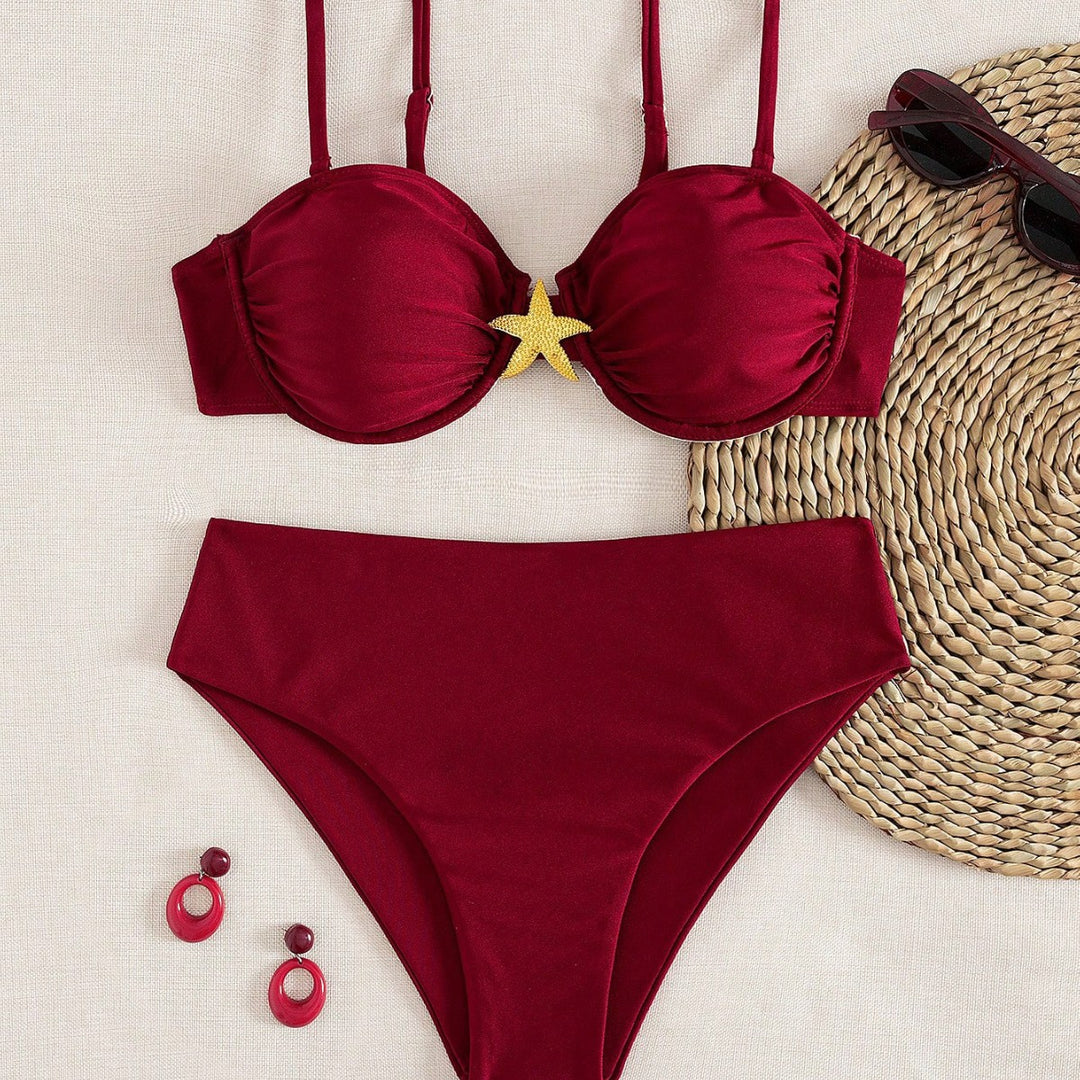 Damen Bikini-Set mit elegantem Push-Up-Oberteil und hohem Taillenunterteil Drune