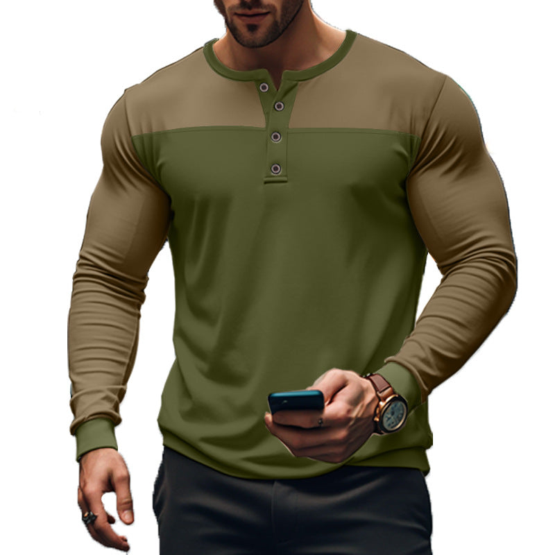 Herren nan funktionales Henley-Langarmshirt mit Raglanärmeln, verstärkter Knopfleiste und tailliertem Schnitt Drune