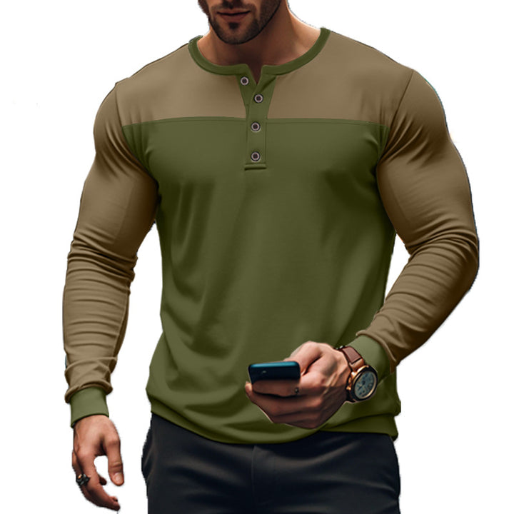 Herren nan funktionales Henley-Langarmshirt mit Raglanärmeln, verstärkter Knopfleiste und tailliertem Schnitt Drune