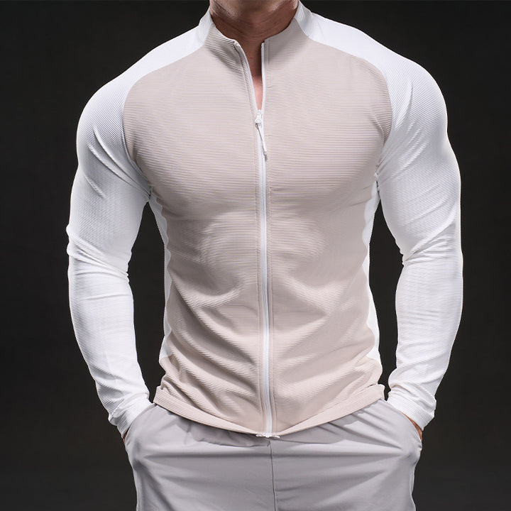 Herren Slim‑Fit Performance‑Trainingsshirt mit durchgehendem Reißverschluss und Raglanärmeln Drune