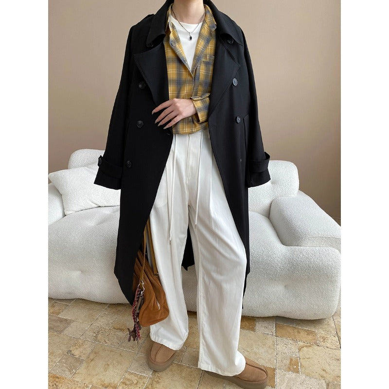 Damen eleganter Trenchcoat mit vielseitigem Design und modischen Details Drune