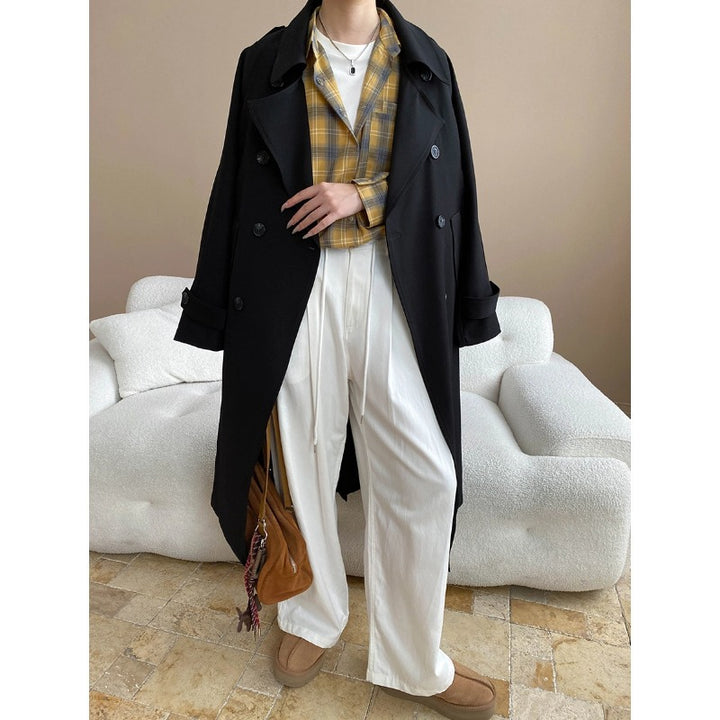 Damen eleganter Trenchcoat mit vielseitigem Design und modischen Details Drune