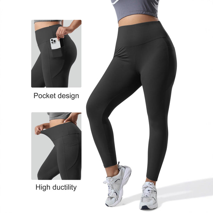 Damen High-Waist Sportleggings mit tiefer Seitentasche und stützendem Komfortbund Drune
