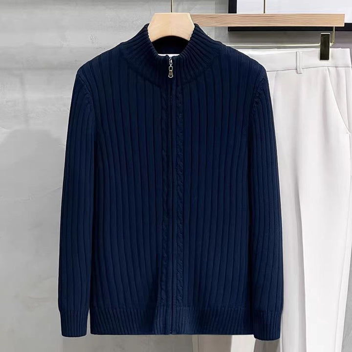 Herren Modischer Rippenstrickpullover mit hohem Kragen Drune