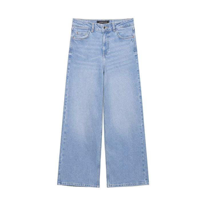 Damen Hochtaillierte weite Denim-Jeans mit klassischem Taschen-Design und geradem Saum Drune