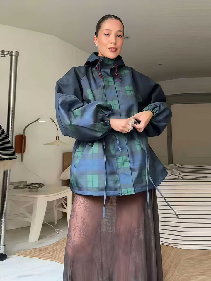 Damen Utility-Jacke mit auffälligem Karomuster und lässiger Passform Drune