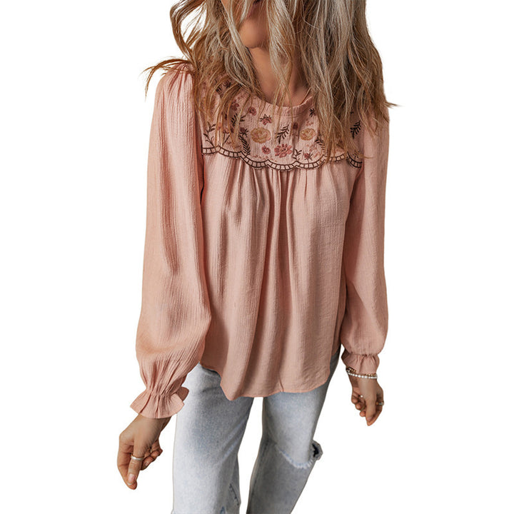 Damen Bluse mit kunstvoller Stickerei und lässigem Schnitt Drune