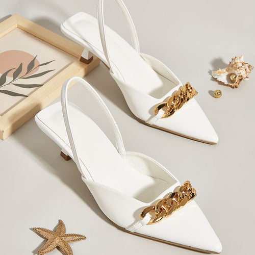 Damen Slingback-Pantoletten mit elegantem Kettendetail und verstellbarem Riemendesign Drune