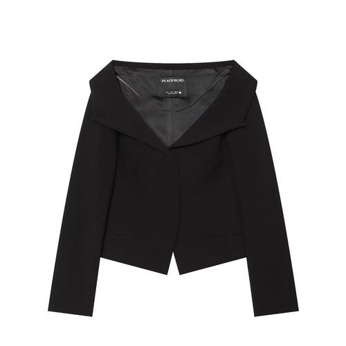 Damen Cropped-Blazer mit weitem Schalkragen und asymmetrischem Saum Drune