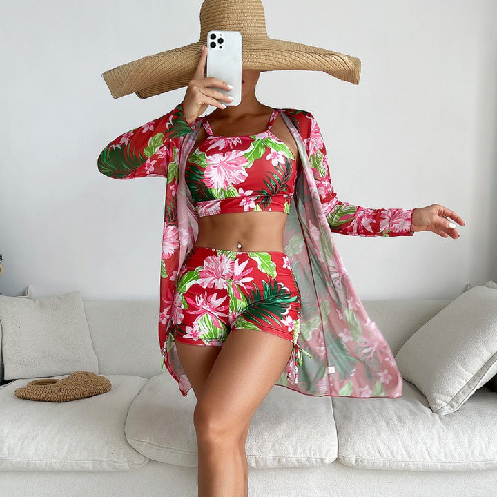Damen trendiges Strandoutfit mit floralem Muster Drune