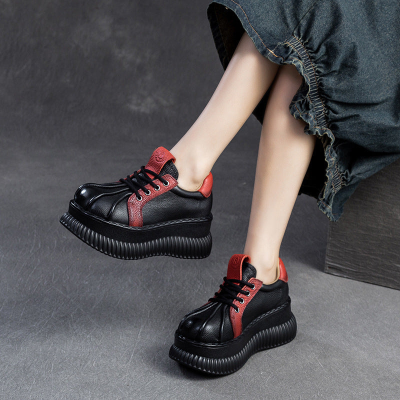 Damen Chunky Plateau-Sneaker aus hochwertigem Leder mit raffinierten Details Drune