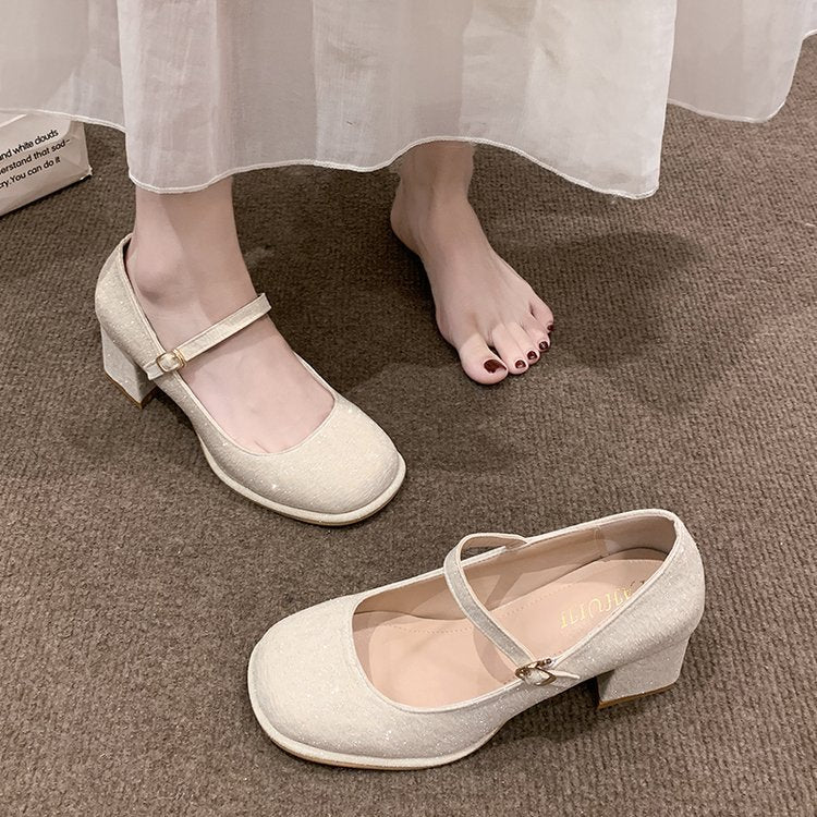 Damen elegante Mary Jane Pumps mit hochwertigem Stoff und komfortablem Blockabsatz Drune