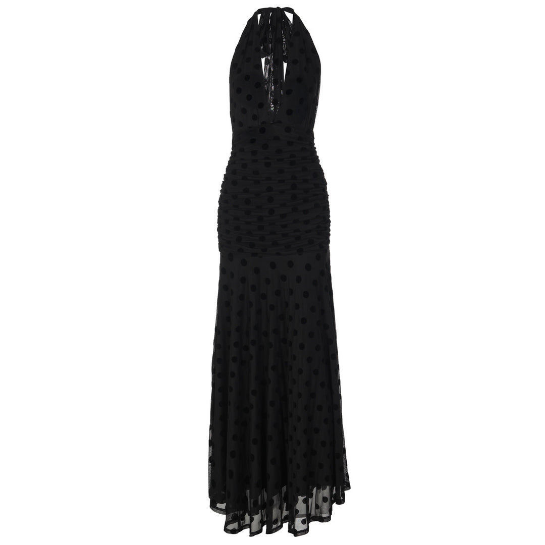 Damen Elegantes Maxikleid mit tiefem Ausschnitt und voluminösem Rock Drune