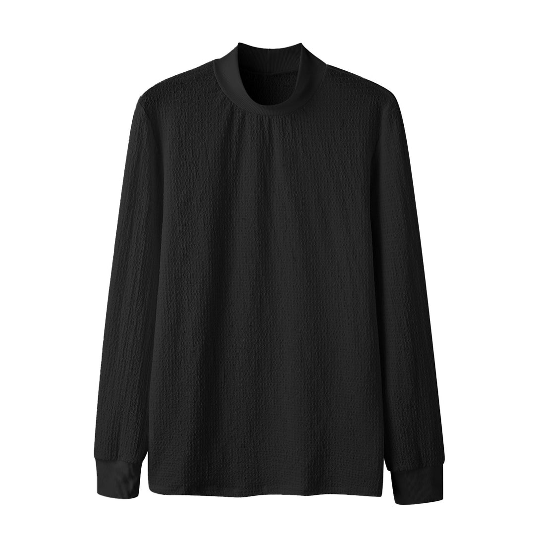Unisex nan texturierter Waffelstrick-Pullover mit schmalem Stehkragen und Rippbündchen Drune