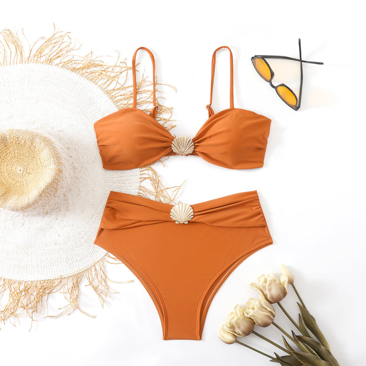 Damen Bikini-Set mit schickem Muschel-Detail und hohem Bund Drune