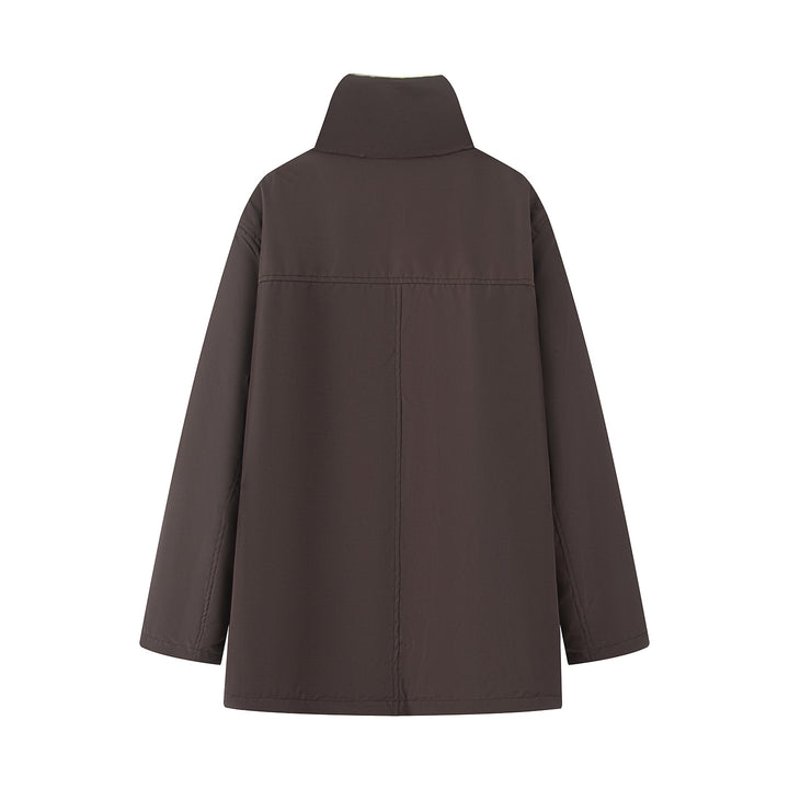 Damen nan oversized Parka mit hohem Teddygefüttertem Stehkragen, verdeckter Frontleiste und großen Klappentaschen Drune