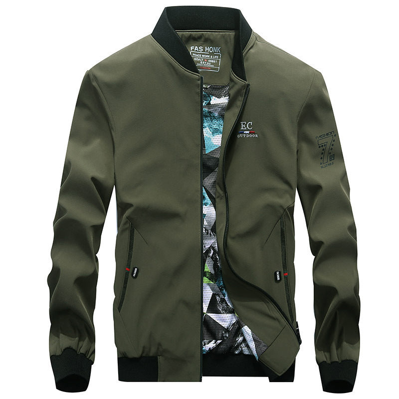 Herren leichte wasserabweisende Bomberjacke mit Camouflage‑Mesh‑Innenfutter und geripptem Kragen Drune