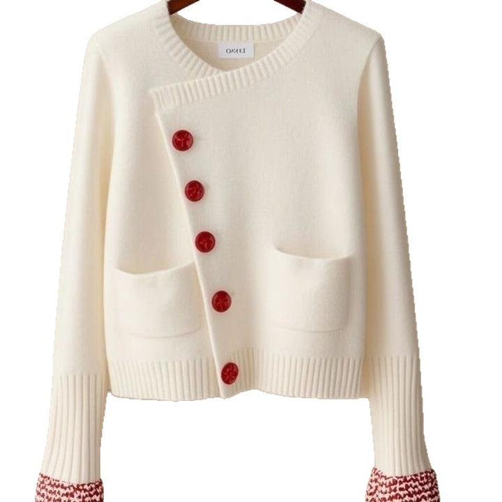 Damen Modische Strickjacke mit dekorativen Knöpfen Drune