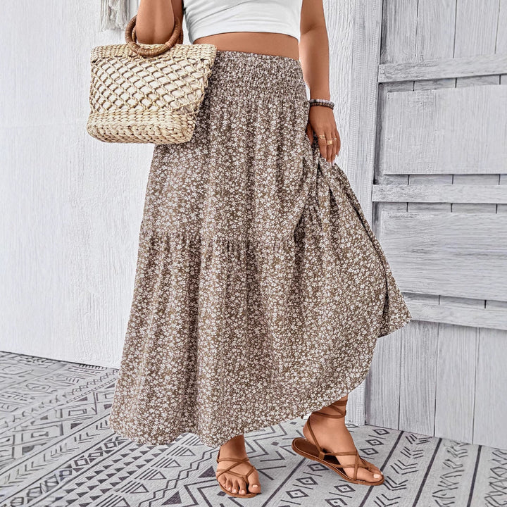 Damen Maxirock mit fließendem Schnitt und floralem Design Drune