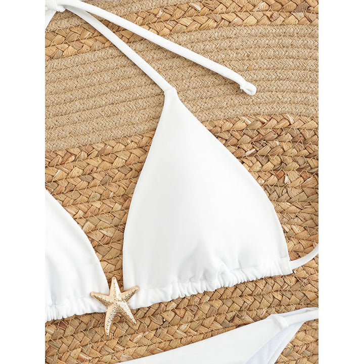 Damen Triangel-Bikini-Set mit verstellbaren Trägersystem und eleganter Dekoration Drune