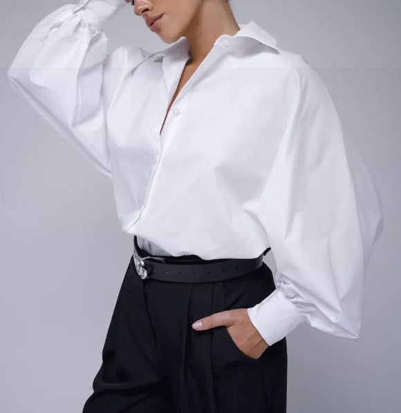 Damen Oversized Hemden mit voluminösen Ärmeln Drune