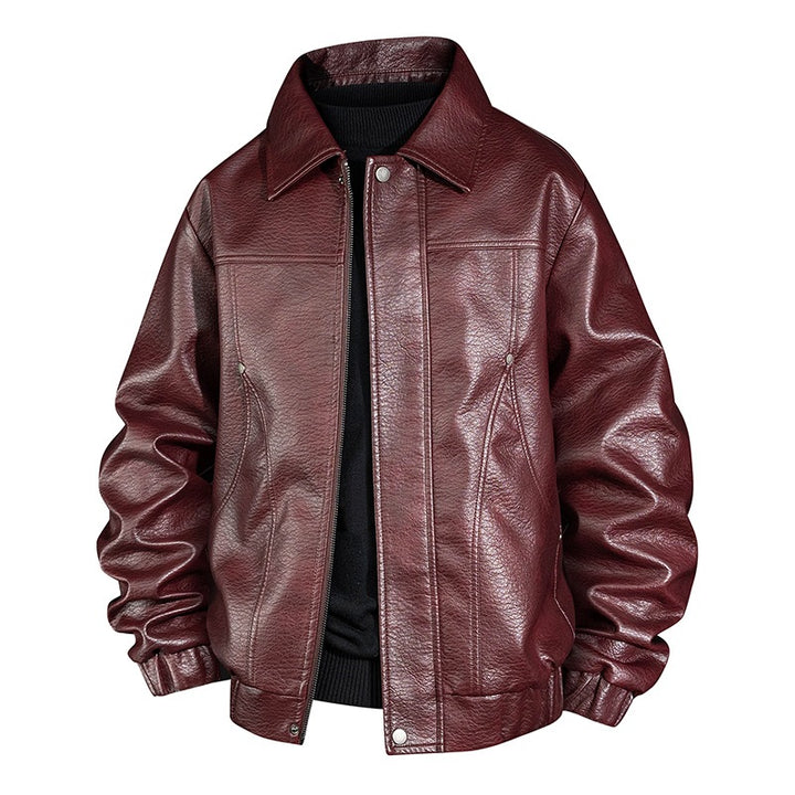 Herren Modische Kunstleder-Bomberjacke Drune