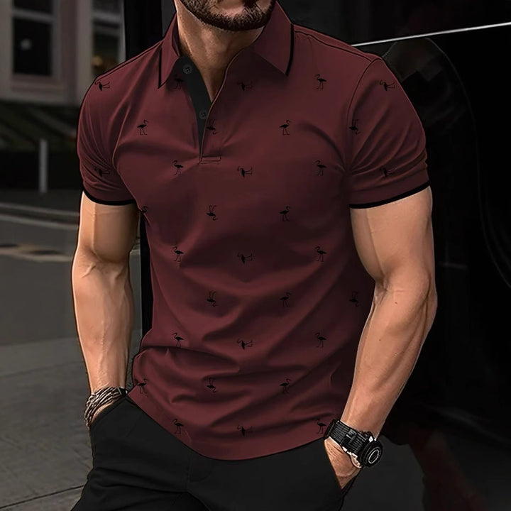 Herren Polohemd mit einzigartigem Flamingo-Muster Drune