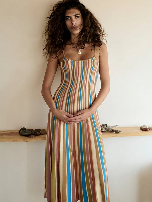 Damen nan elegantes Maxikleid im Unterkleid-Stil mit Spaghettiträgern, tailliertem Schnitt und weitem Saum Drune